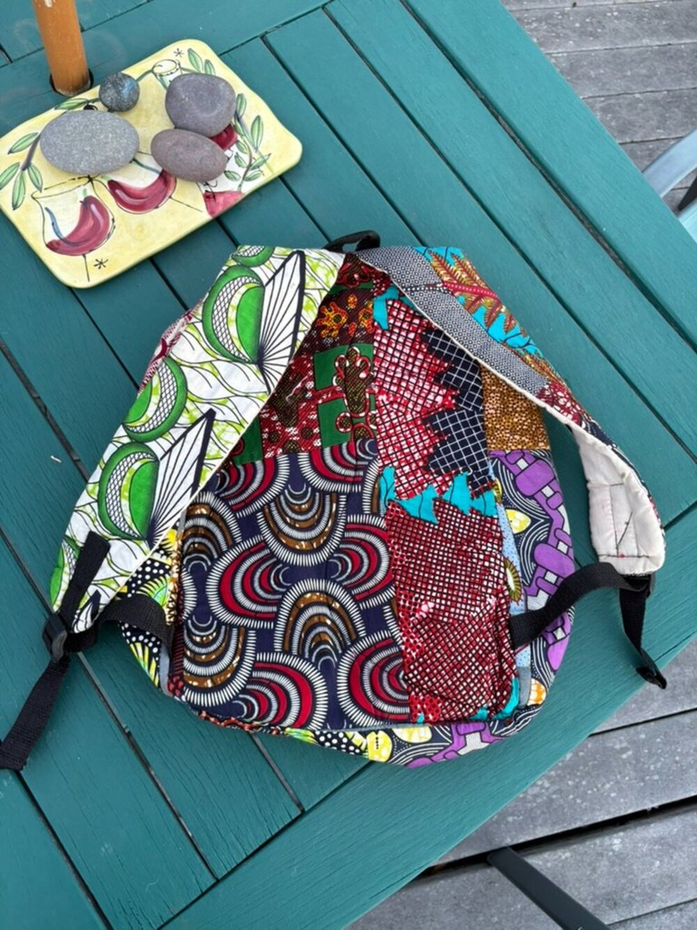 African Patchwork Fabric Backpack - Picture 2 of 3